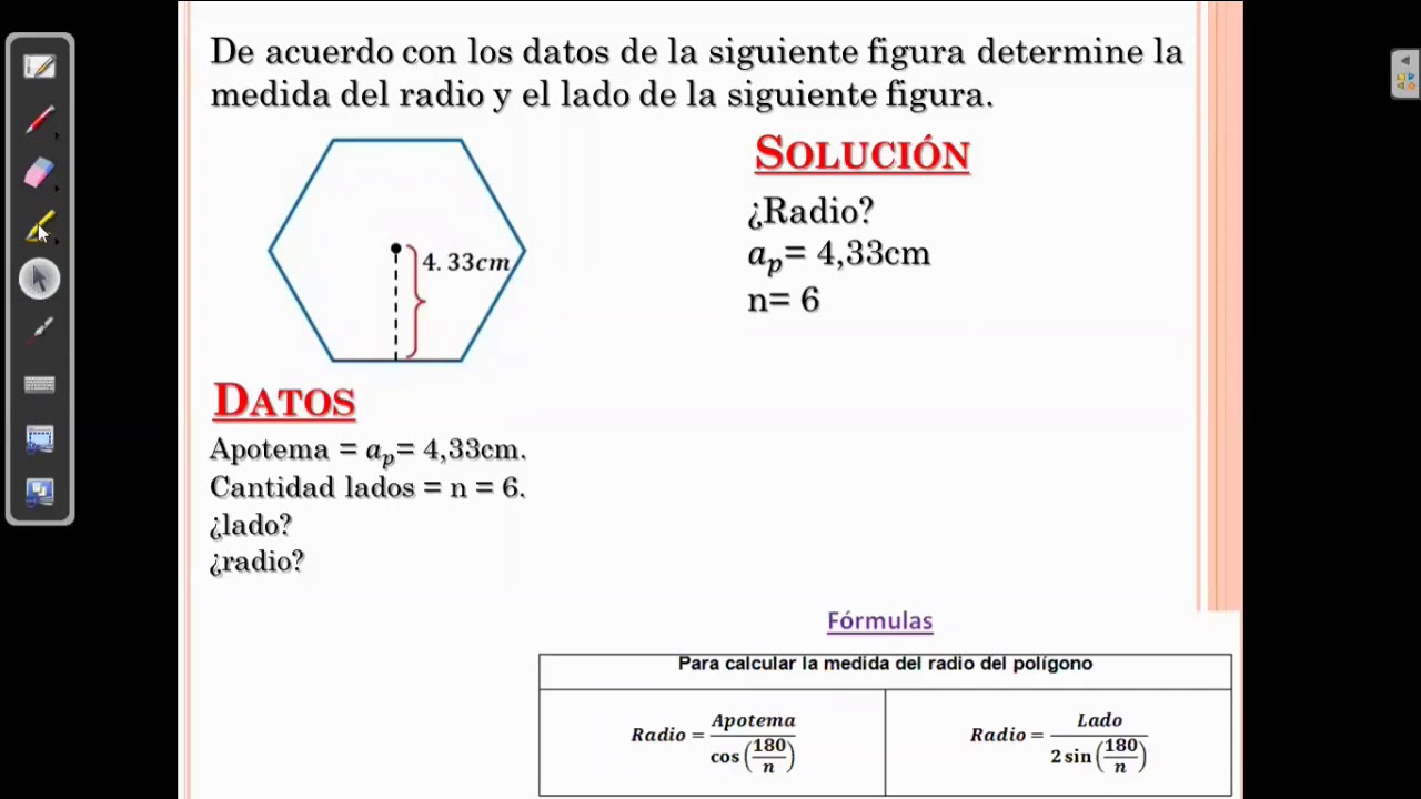 como calcular el radio de un poligono regular