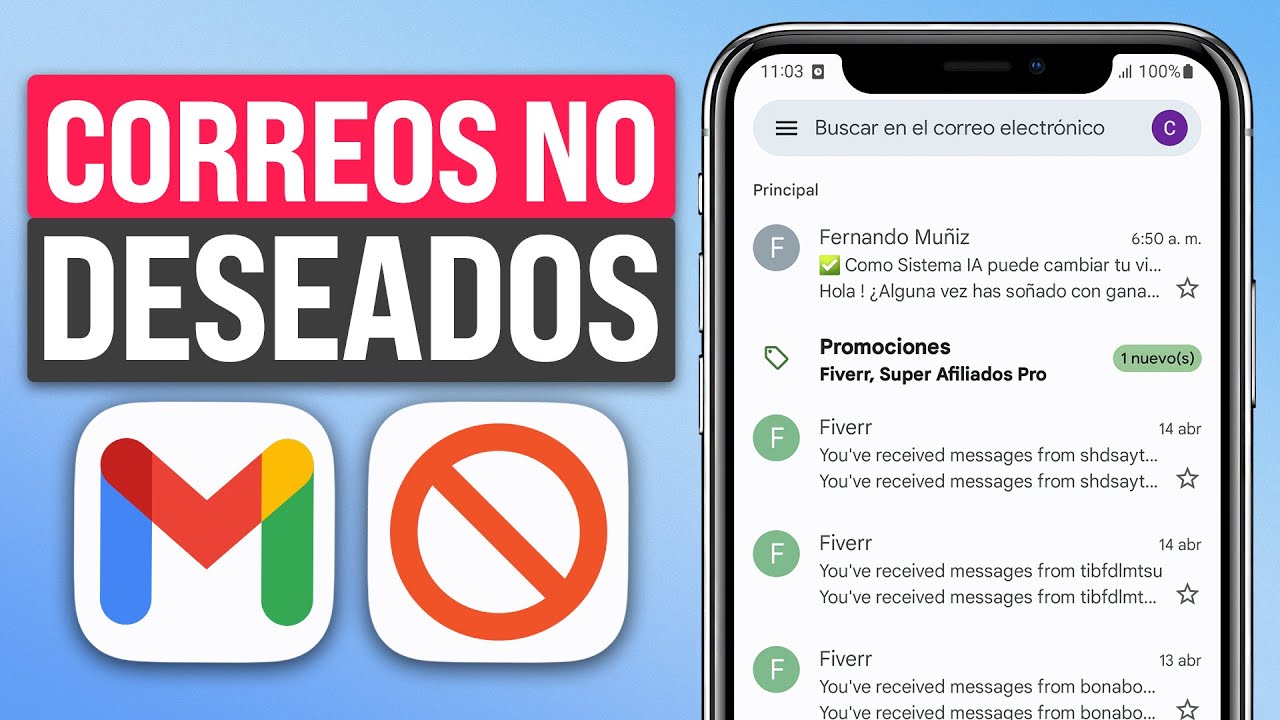 como dejar de recibir correos en gmail