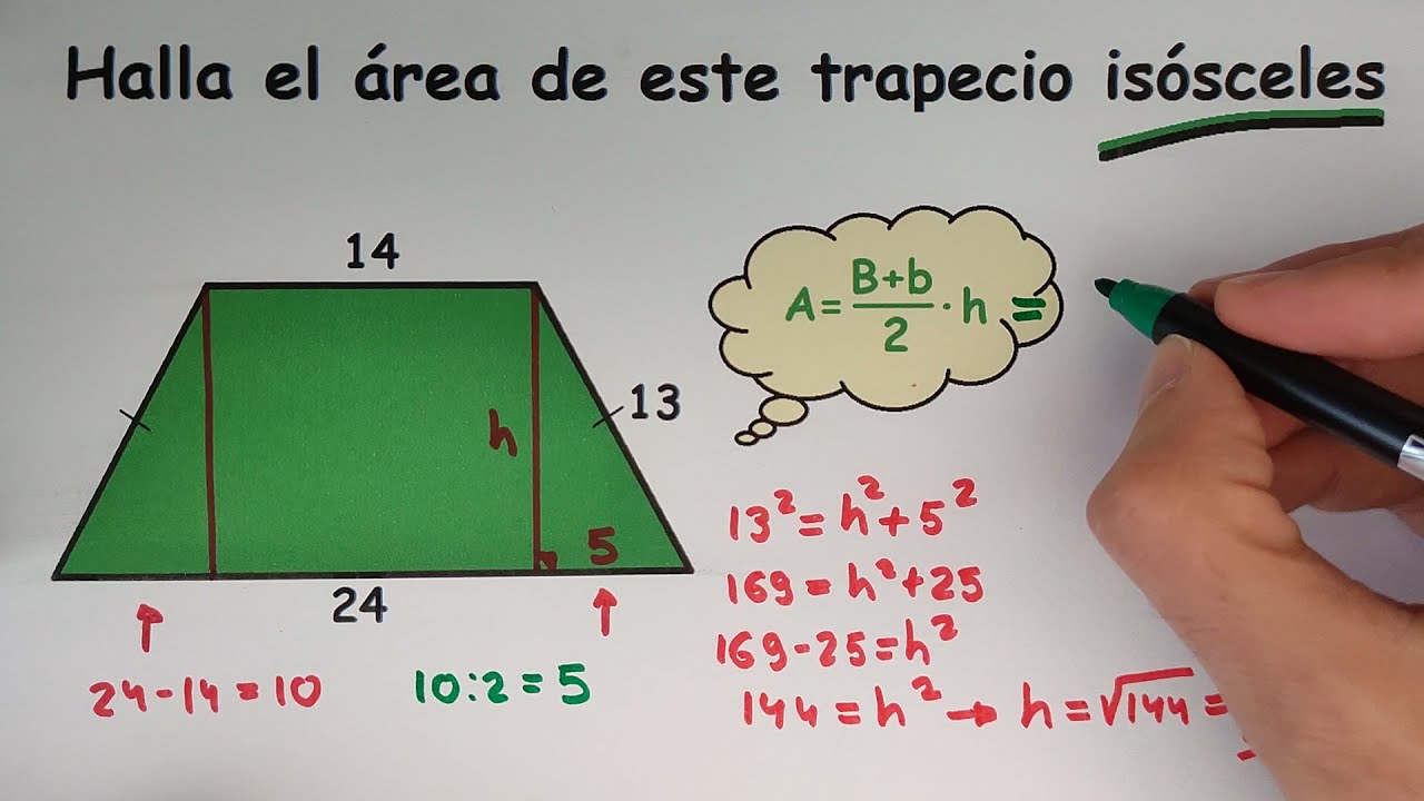 como calcular el area de un trapecio isosceles