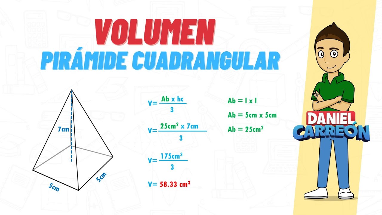 como calcular el volumen de una piramide de base cuadrada