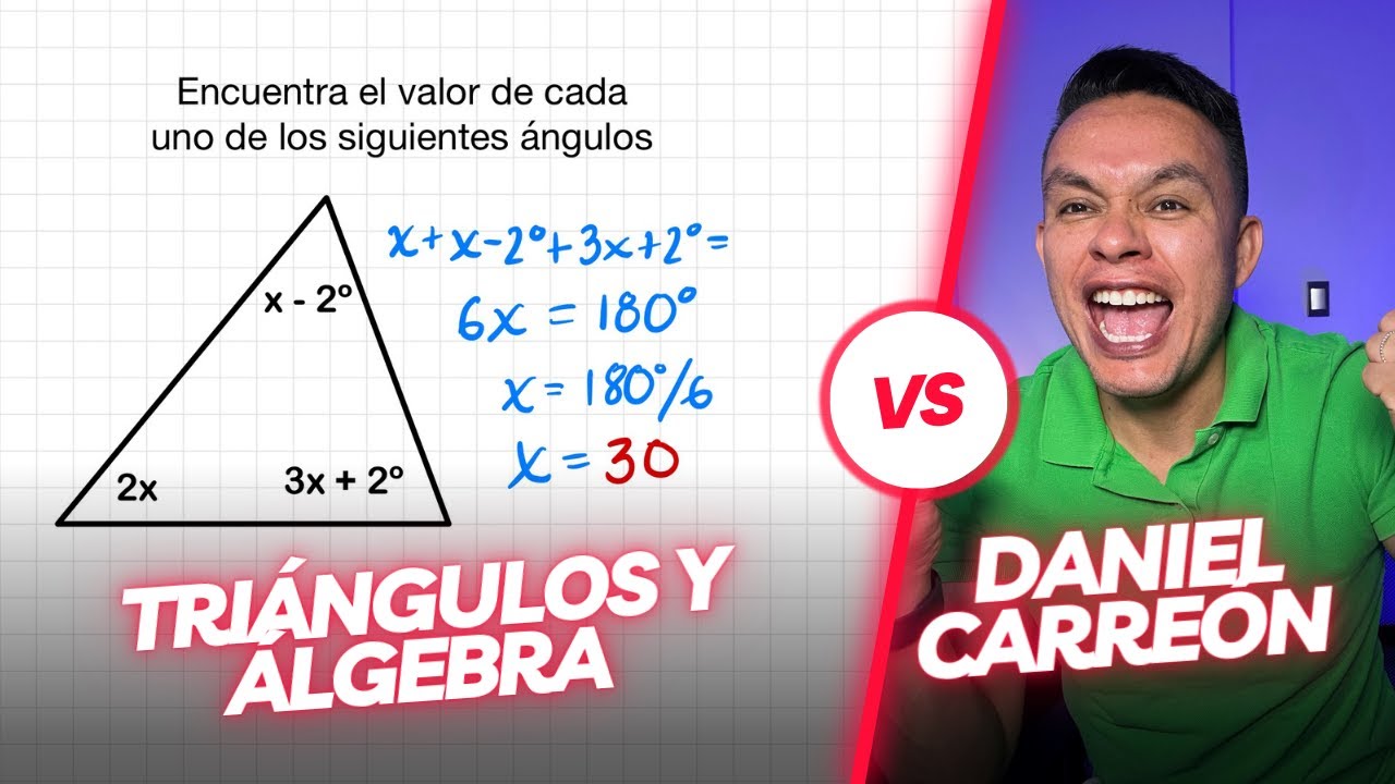 como calcular los angulos interiores de un triangulo con ecuaciones