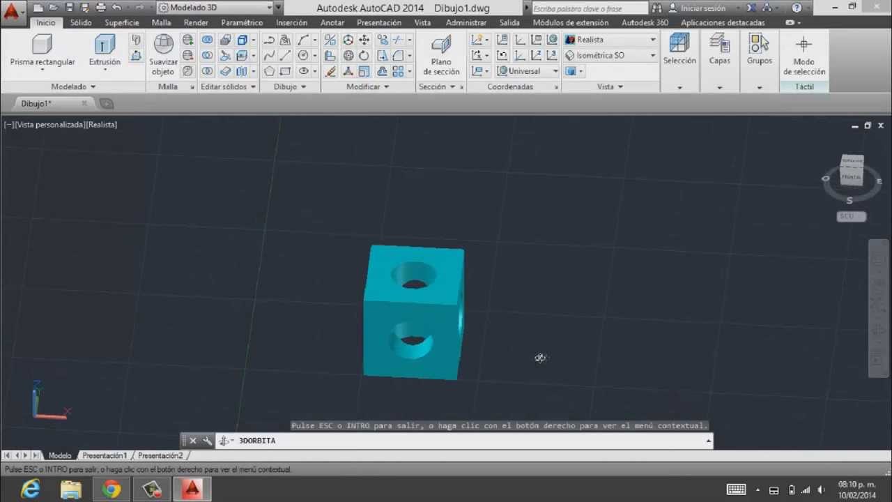 como dibujar un cubo en 3d autocad