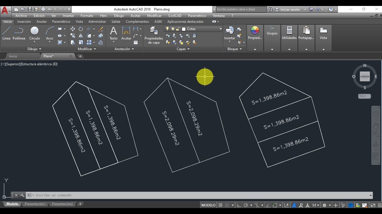 como dividir un terreno en partes iguales en autocad