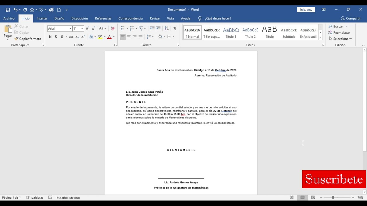 como elaborar un oficio con atencion a otra persona