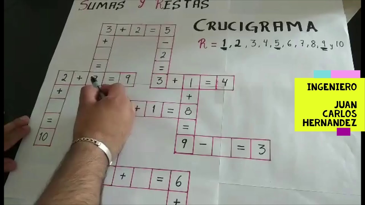 como hacer un crucigrama de sumas y restas