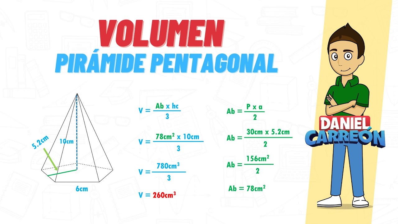 como sacar el volumen de una piramide pentagonal